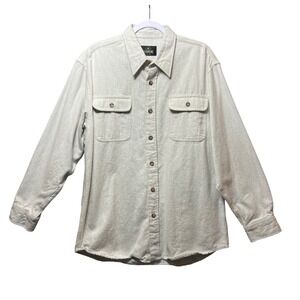 Red Head Mens Heavyweight Flannel Shirt Tan White Cotton‎ M Long Sleeve Outdoors